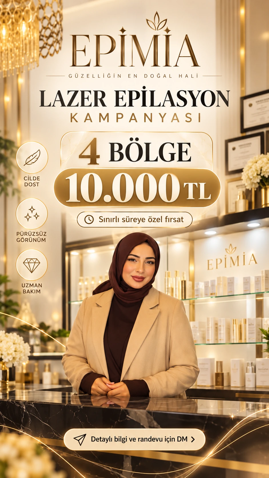 4 bölge lazer epilasyon 10.000 TL kampanyası